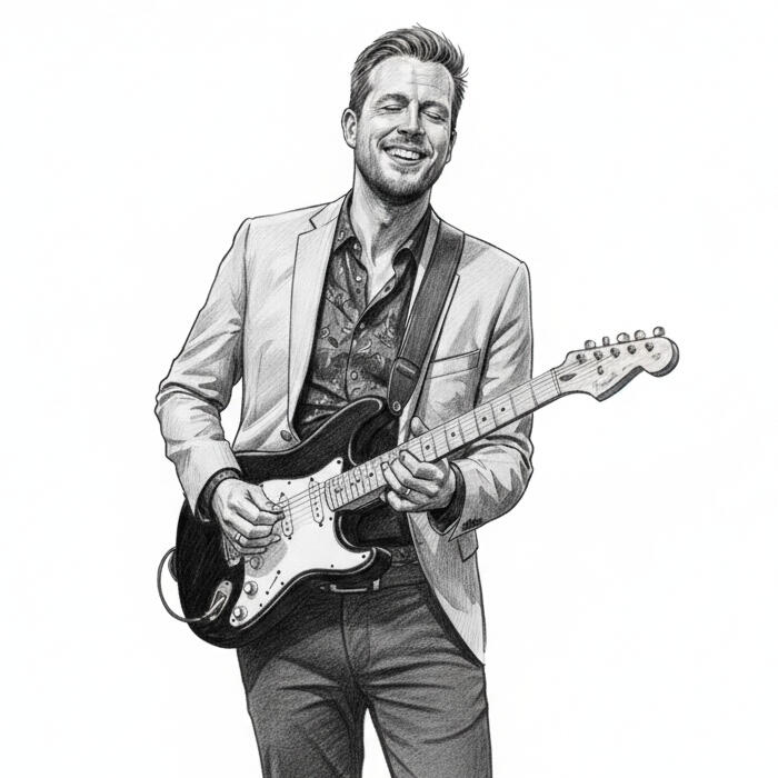 Eric als gitarist (via Nano Banana).